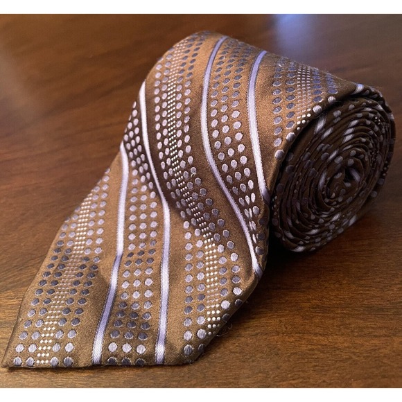 Louis Dell Olio Made In Italy Brown And Purple 100% Silk L58” W”3.50 - Picture 1 of 7